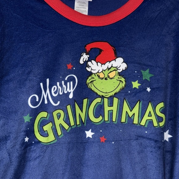 Grinch Pajamas NEW soft plush xxl polyester plaid Blue Green cozy winter set - Picture 2 of 5